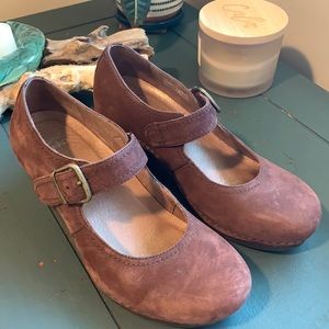Dansko Sandra Mary Jane Burgundy Suede Wedge